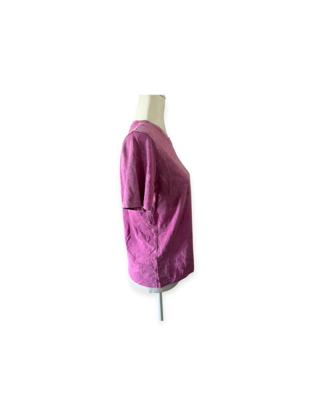 Sézane Organic Cotton Mineral Wash Crewneck T-Shirt Purple Magenta SZ S Basic - Picture 7 of 12